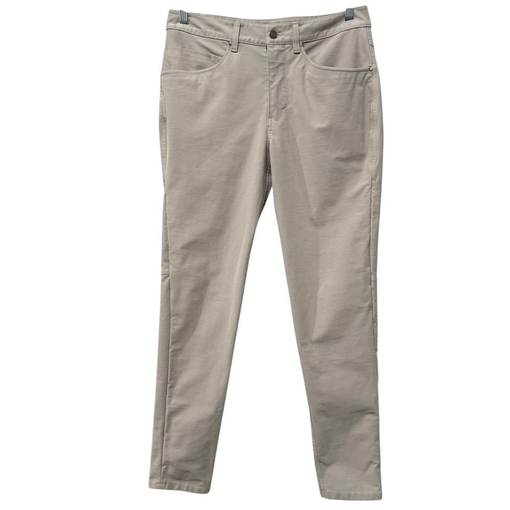Lululemon ABC Pants Men Sz 30 Khaki Utilitech Slim Fit Stretch Performance Chino